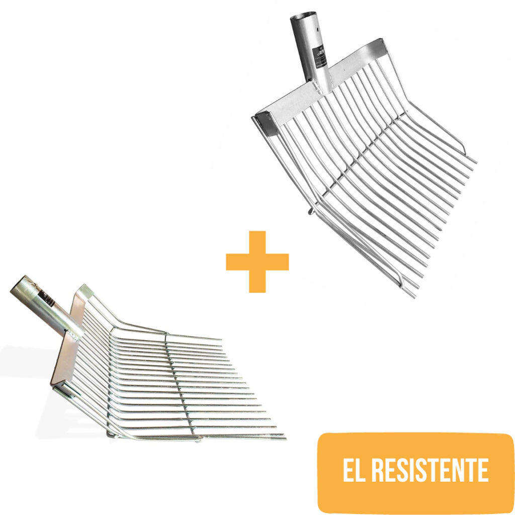 KIT EL RESISTENTE - 1 Bieldo de Acero Galvanizado Grande + 1 Bieldo de Acero Galvanizado Normal